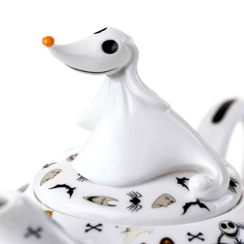 Fine bone china teapot lid figurine with Jack skeleton design on base