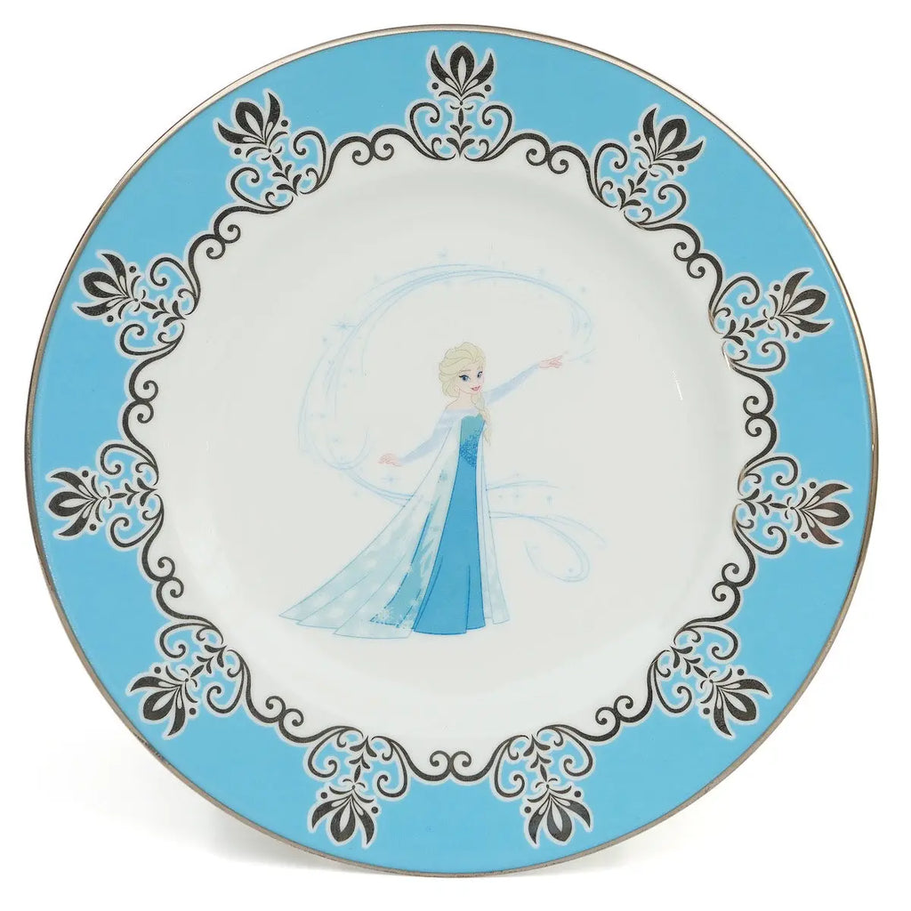 Fine bone china decorative plate with blue border and princess illustration