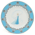 Fine bone china decorative plate with blue border and princess illustration