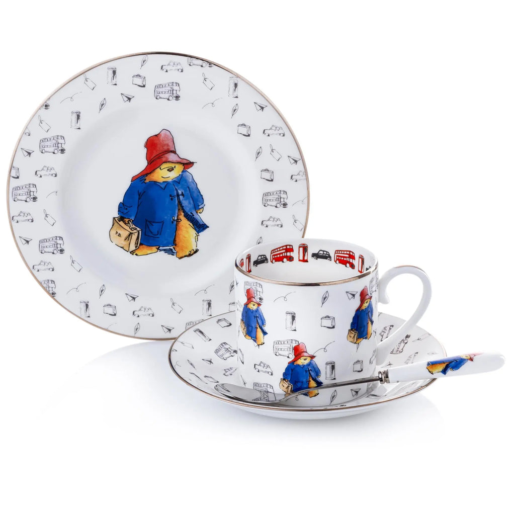 Fine bone china spoon with Paddington scene print on bowl and red-blue handle