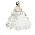 Fine bone china figurine of a brunette girl in a white lace dress