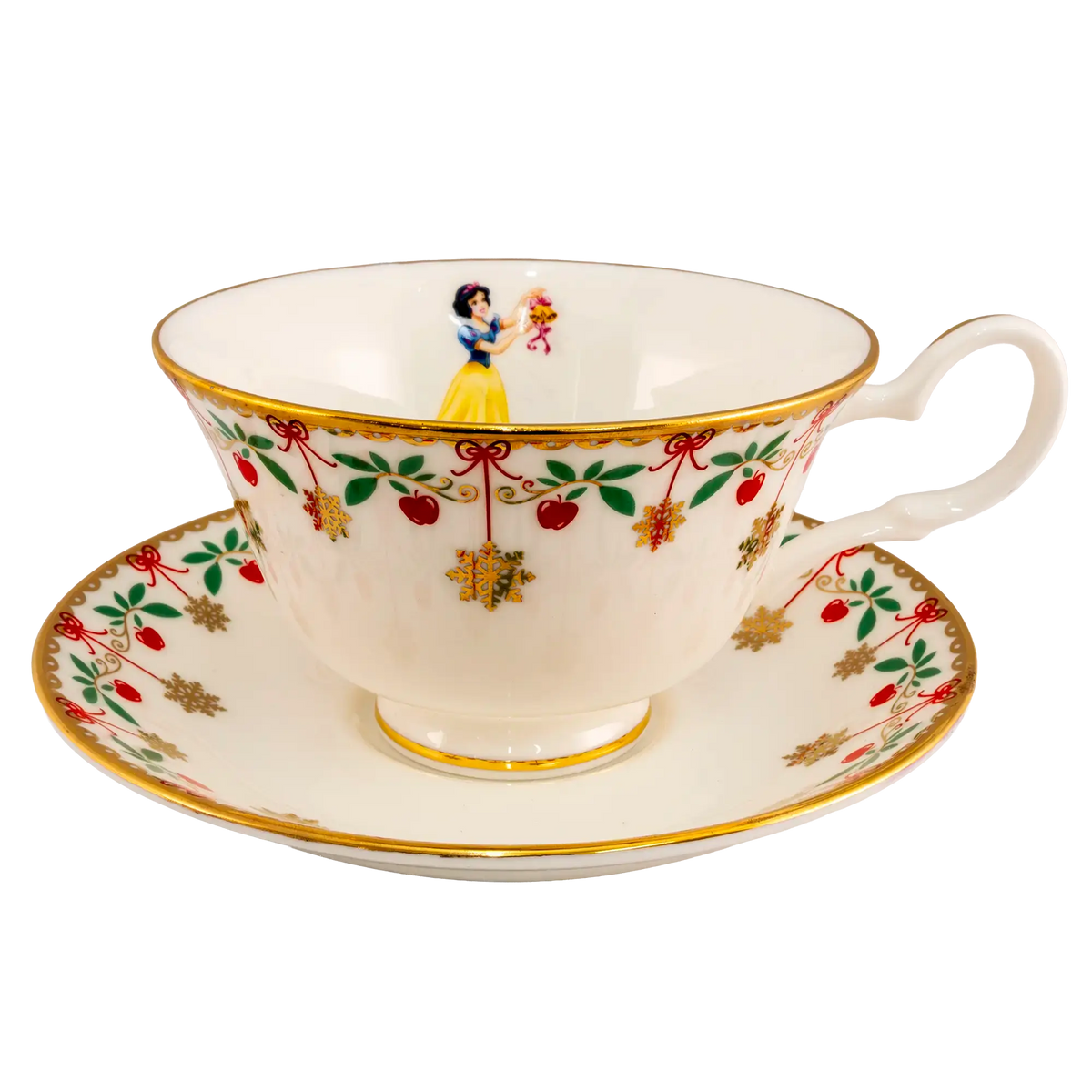 Snow White Christmas Cup and Saucer Fine Bone China