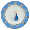 Fine bone china plate with blue floral border and two-girl artwork, white center